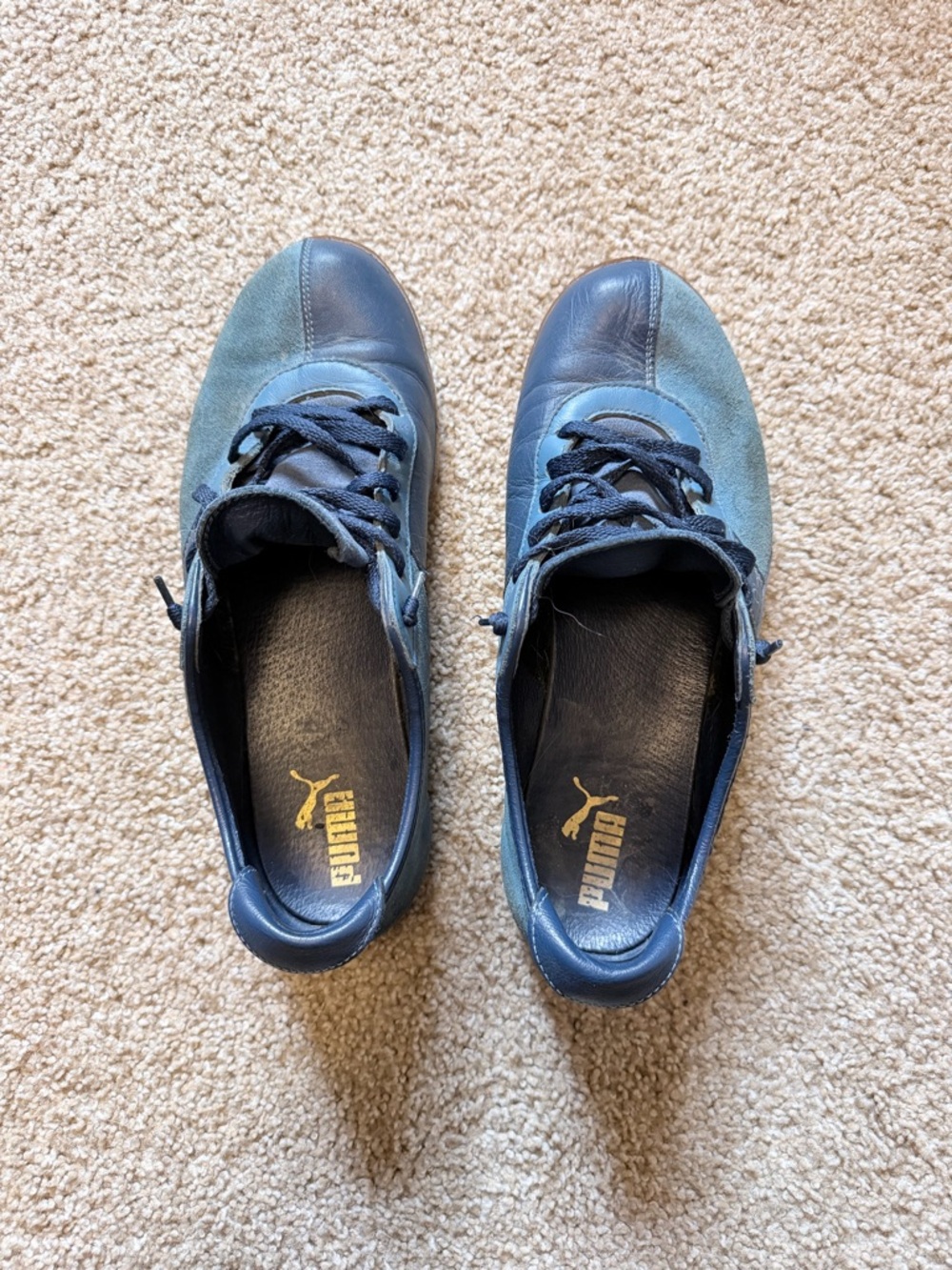 Puma Men’s Teal and Navy Suede Low-Top Sneakers - Picture 3 of 7